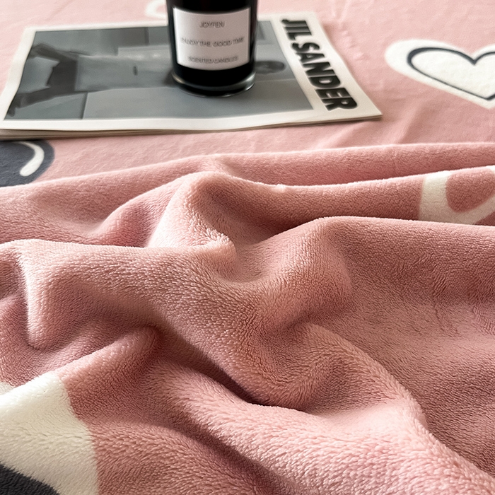 91家纺网 家纺一手货源 找家纺 全季家居 2024新款A类纯色印花高克重加厚保暖包边牛奶绒床单单件 甜心