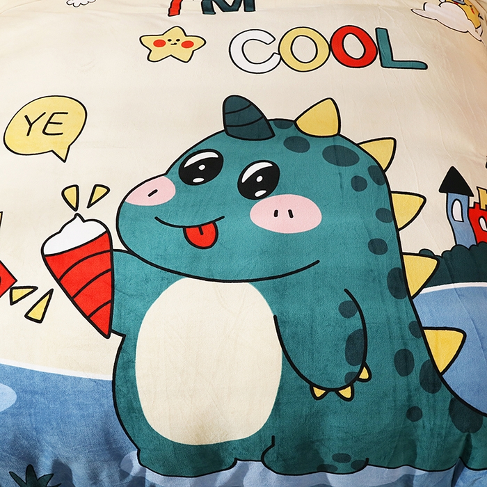 91家纺网 家纺一手货源 找家纺 宝薇 2024新款加厚牛奶绒大版卡通四件套 酷酷龙