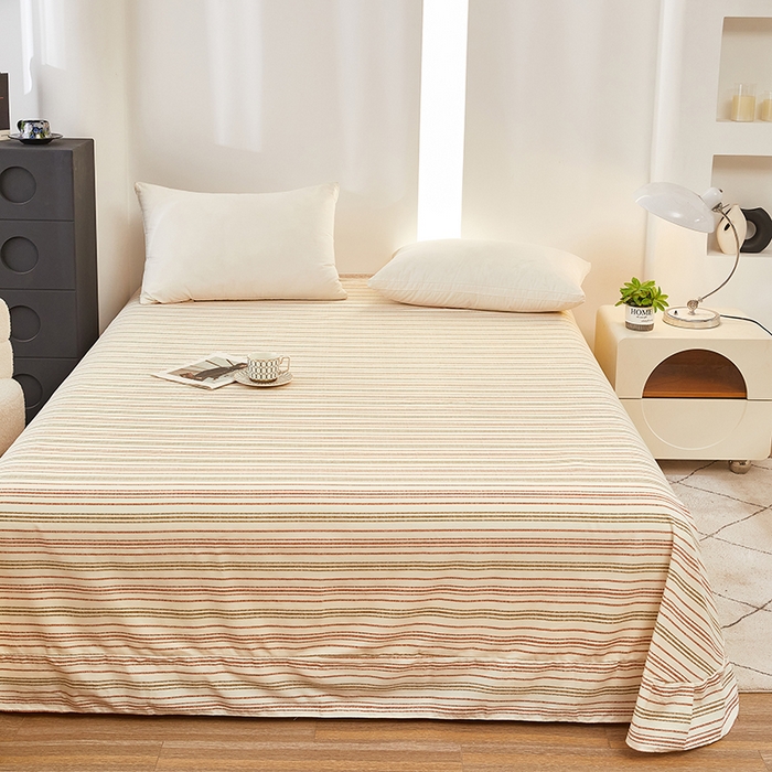 91家纺网 家纺一手货源 找家纺 雲归梦 2024新款全棉多规格加厚磨毛多规格单品--单床单 单床单-时尚条-棕