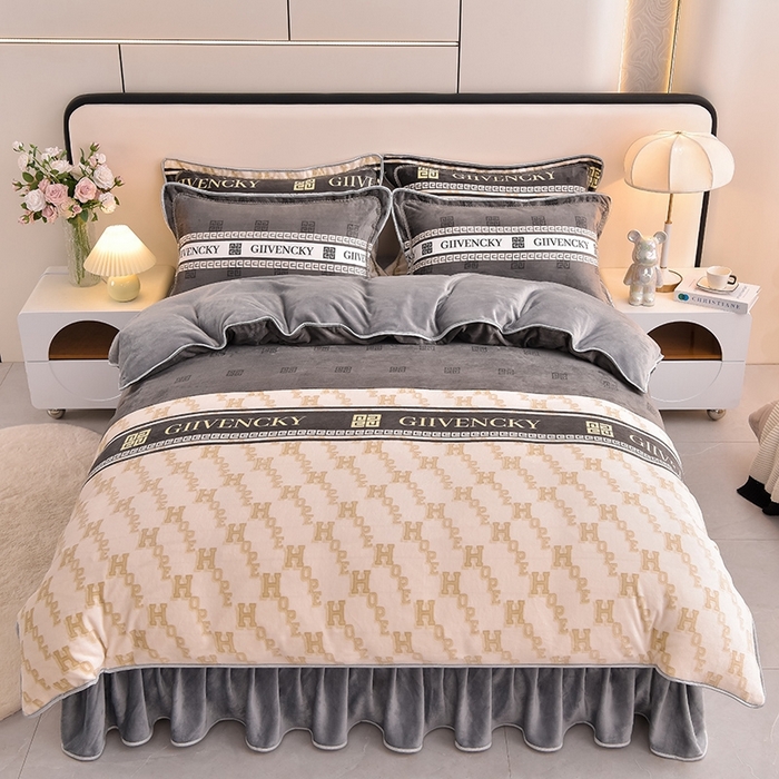 91家纺网 家纺一手货源 找家纺 富之航 2024新款8-9斤高克重印花牛奶绒四件套保暖绒套件直播爆款轻奢风范