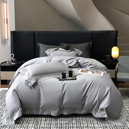 91家纺网 家纺一手货源 找家纺 若未家居 LOVEWE HOUSE 2025新款高工艺贡缎长绒棉全棉镂空床盖款四件套-奥黛尔 奥黛尔-气质灰