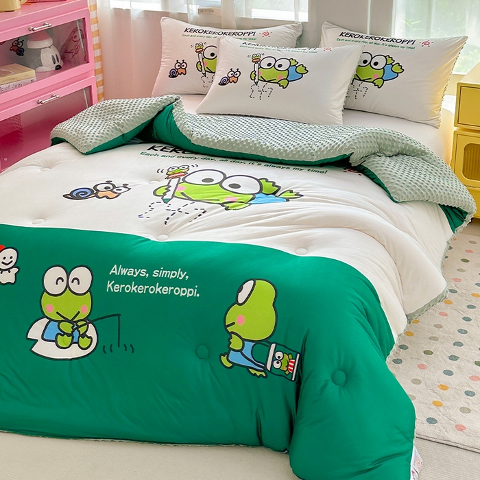 91家纺网 家纺一手货源 找家纺 ds生活馆 2025新款三丽鸥大版印花豆豆被春秋被冬被 大眼蛙