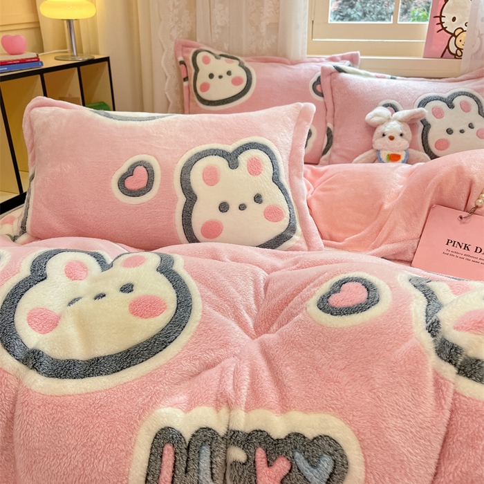 91家纺网 家纺一手货源 找家纺 川悦生活 2024新款雪花绒印花单被套系列-夜景 爱米兔