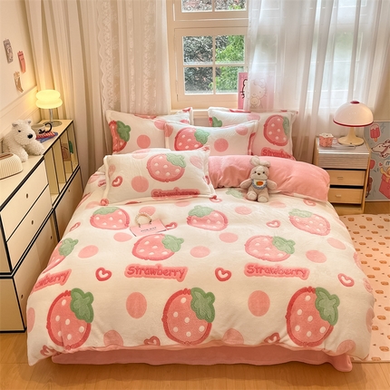 川悦生活 2024新款雪花绒印花单被套系列-夜景 啵啵草莓