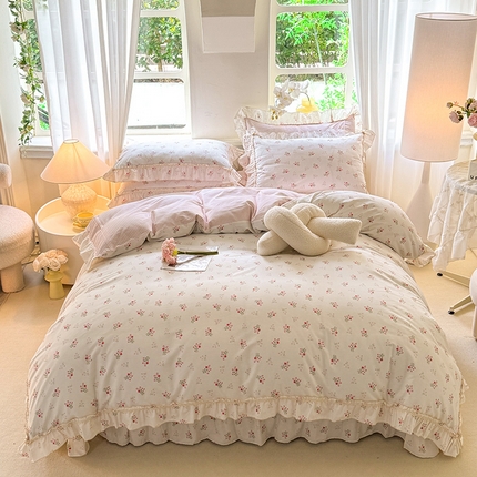 91家纺网 家纺一手货源 找家纺 艾唯希家纺 2024新款韩式花边全棉四件套 郁香公主