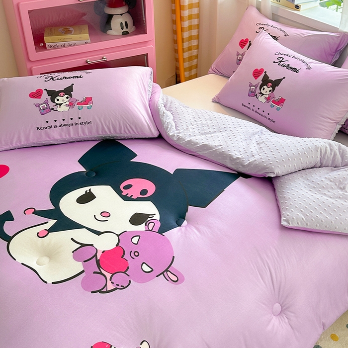 91家纺网 家纺一手货源 找家纺 ds生活馆 2025新款三丽鸥大版印花豆豆被春秋被冬被 开心库洛米