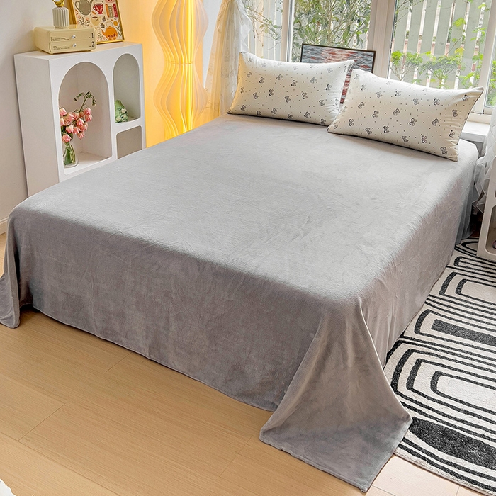 91家纺网 家纺一手货源 找家纺 捌月 2024新款棉加绒A版13372全棉B版高克重牛奶绒四件套直播新品 小情歌