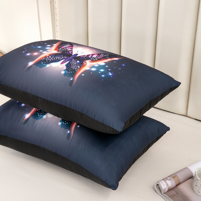 91家纺网 家纺一手货源 找家纺 璐维斯家纺 2025款 现货压缩发货 外贸跨境数码印花大版枕头枕芯temu shein 亚马逊 黑蝴蝶花50*70cm/只