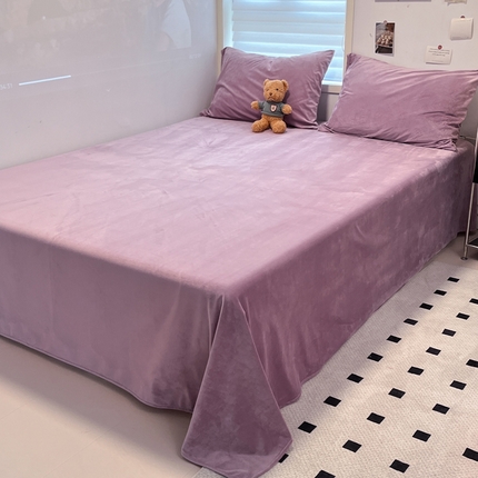 盛馨家纺 2024新款高克重加厚保暖纯色宝宝绒系列单床单 罗兰紫