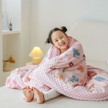 91家纺网 家纺一手货源 找家纺 （总）艾佳宝贝 2024秋冬全棉豆豆绒儿童多功能可拆卸盖毯被套被子被芯