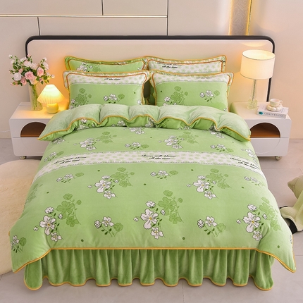 富之航 2024新款8-9斤高克重印花牛奶绒四件套保暖绒套件直播爆款繁华若梦