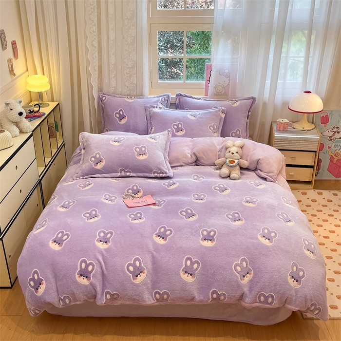 91家纺网 家纺一手货源 找家纺 川悦生活 2024新款雪花绒印花单被套系列-夜景 妮娜兔