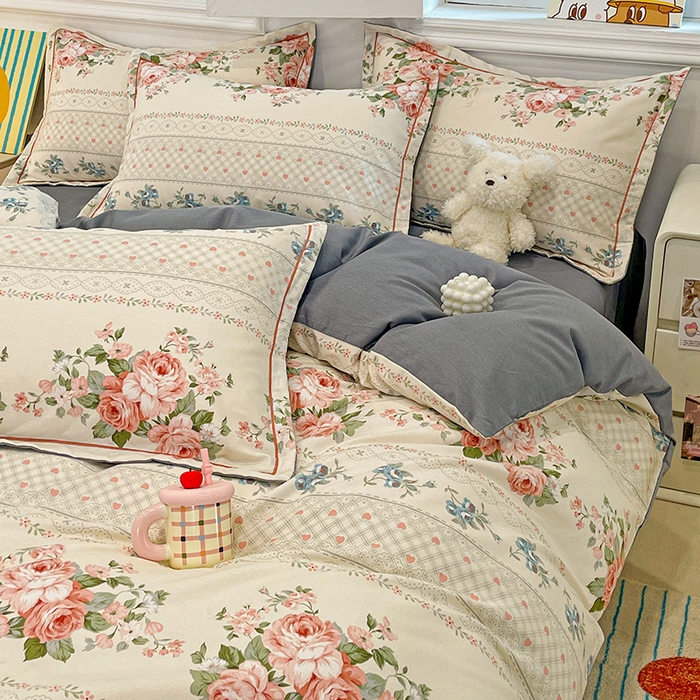 91家纺网 家纺一手货源 找家纺 2024直播爆款全棉磨毛喷气印花加厚保暖四件套（一字绣） 全棉磨毛-法式庄园