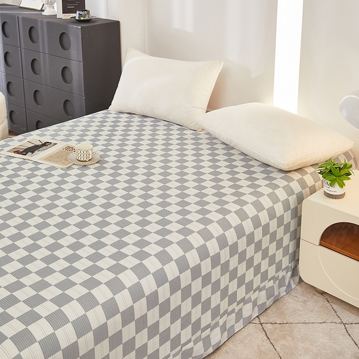 91家纺网 家纺一手货源 找家纺 雲归梦 2024新款全棉多规格加厚磨毛多规格单品--单床单 单床单-漾格-灰