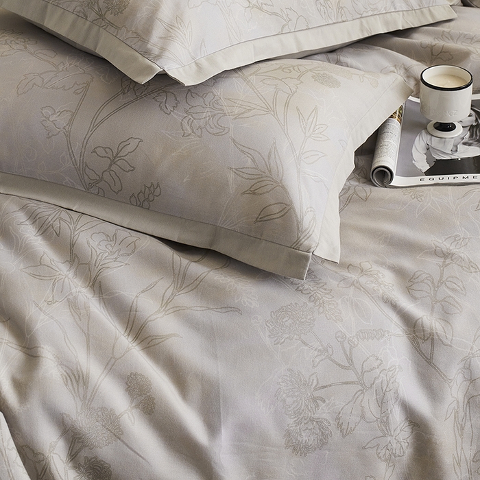 91家纺网 家纺一手货源 找家纺 千朵森 2024新款全棉拼角磨毛四件套-风格二 叶叶相思