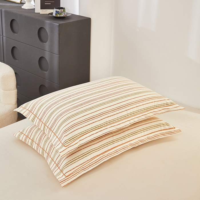 91家纺网 家纺一手货源 找家纺 雲归梦 2024新款全棉多规格加厚磨毛多规格单品--单枕套 单枕套-时尚条-棕