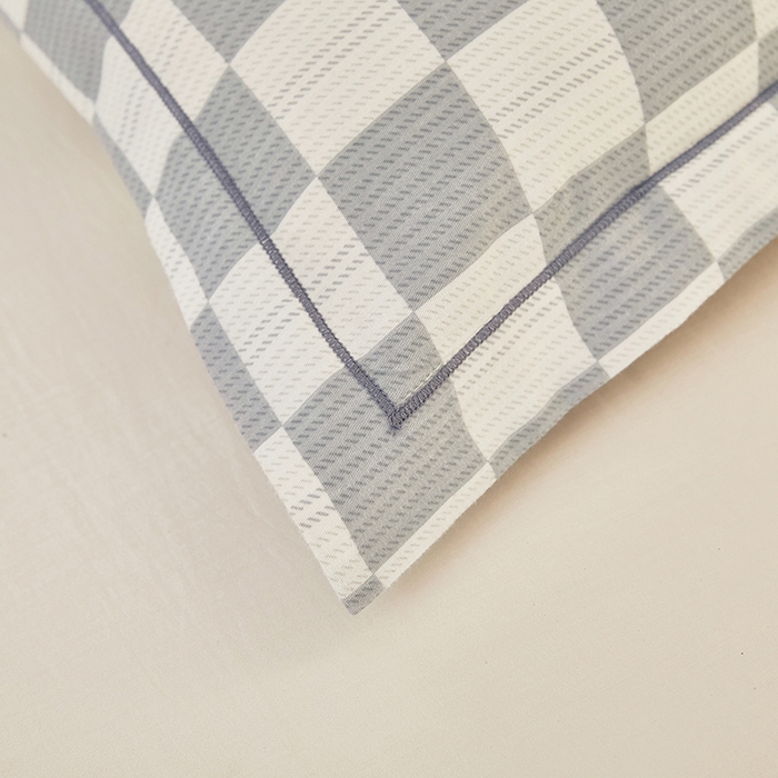 91家纺网 家纺一手货源 找家纺 雲归梦 2024新款全棉多规格加厚磨毛多规格单品--单枕套 单枕套-漾格-灰