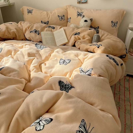 91家纺网 家纺一手货源 找家纺 （总）蜜宿 2024秋冬新款ins韩系牛奶绒四件套