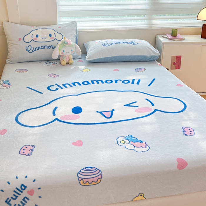 91家纺网 家纺一手货源 找家纺 金爱家 2024新款大阪单品牛奶绒床笠 绒-D开心大耳狗