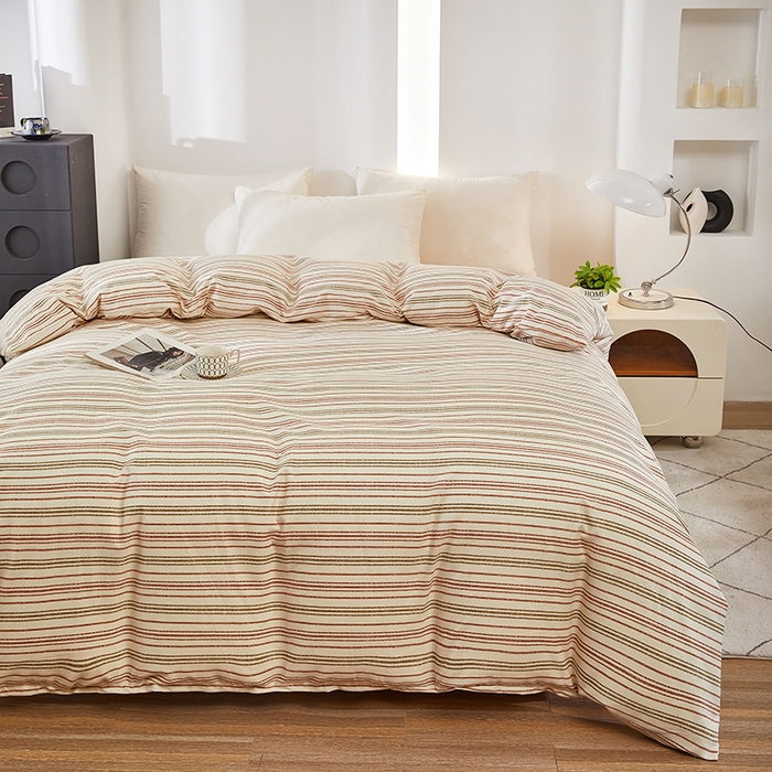 91家纺网 家纺一手货源 找家纺 雲归梦 2024新款全棉多规格加厚磨毛多规格单品--单被套 单被套-时尚条-棕