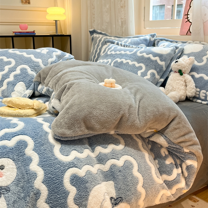 91家纺网 家纺一手货源 找家纺 川悦生活 2024新款雪花绒印花单被套系列-夜景 快乐鸭鸭