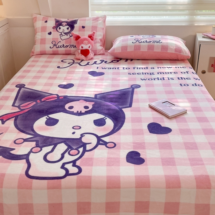 91家纺网 家纺一手货源 找家纺 金爱家 2024新款大阪单品牛奶绒床笠 绒-D纷纷库洛米