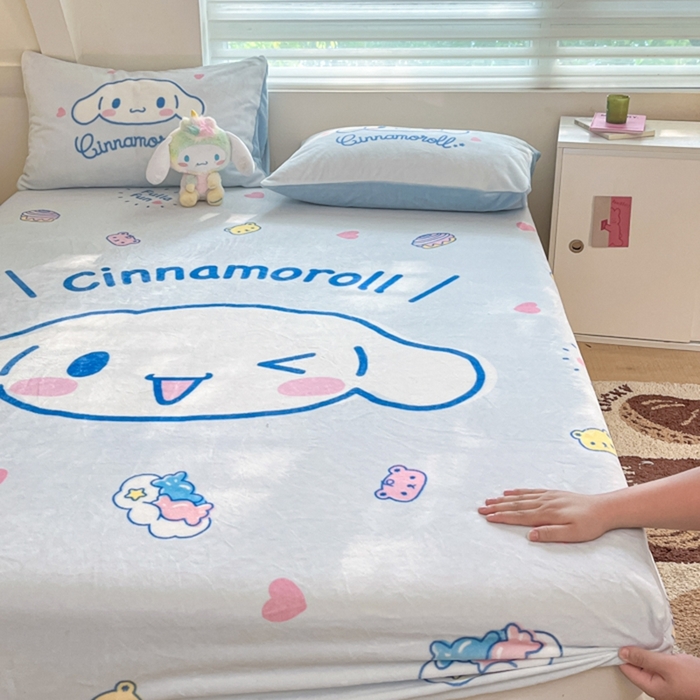 91家纺网 家纺一手货源 找家纺 金爱家 2024新款大阪单品牛奶绒床笠 绒-D开心大耳狗