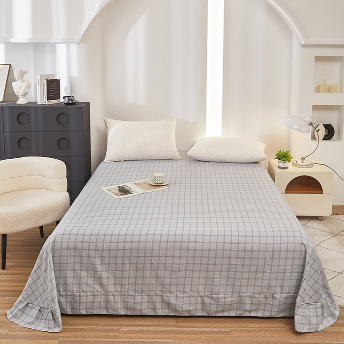 91家纺网 家纺一手货源 找家纺 雲归梦 2024新款全棉多规格加厚磨毛多规格单品--单床单 单床单-风景梦格-灰