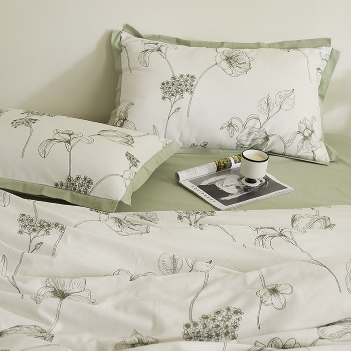 91家纺网 家纺一手货源 找家纺 千朵森 2024新款全棉拼角磨毛四件套-风格二 花拾光