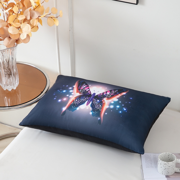 91家纺网 家纺一手货源 找家纺 璐维斯家纺 2025款 现货压缩发货 外贸跨境数码印花大版枕头枕芯temu shein 亚马逊 黑蝴蝶花50*70cm/只