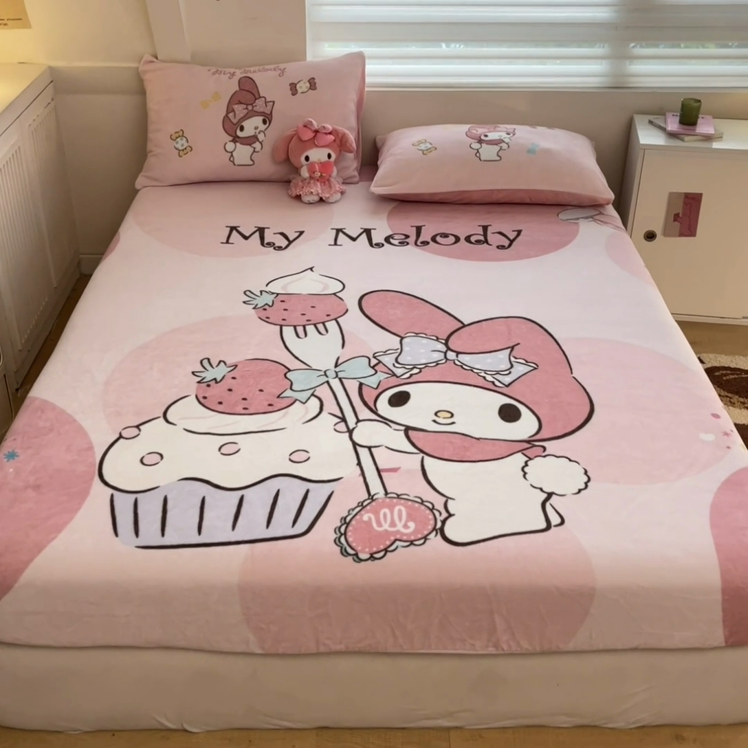 91家纺网 家纺一手货源 找家纺 金爱家 2024新款大阪单品牛奶绒床笠 绒-D草莓蛋糕美乐蒂