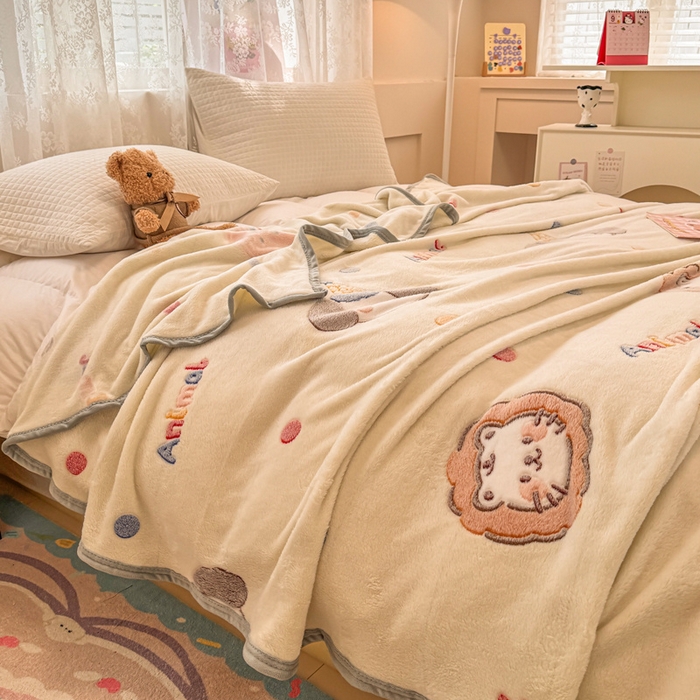 91家纺网 家纺一手货源 找家纺 慕尚家纺 2025新款高克重加厚雪花绒毛毯毯子 曲奇猫