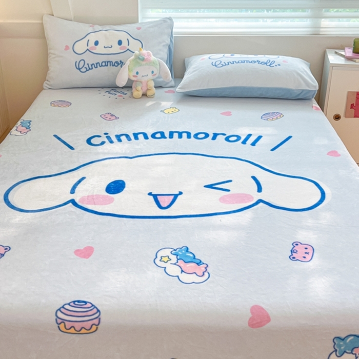 91家纺网 家纺一手货源 找家纺 金爱家 2024新款大阪单品牛奶绒床笠 绒-D开心大耳狗