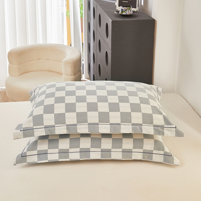 91家纺网 家纺一手货源 找家纺 雲归梦 2024新款全棉多规格加厚磨毛多规格单品--单枕套 单枕套-漾格-灰