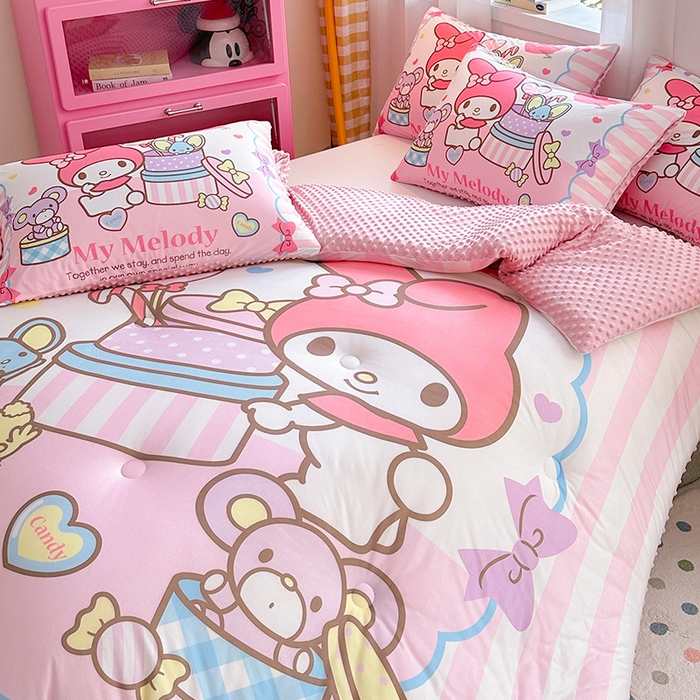 91家纺网 家纺一手货源 找家纺 ds生活馆 2025新款三丽鸥大版印花豆豆被春秋被冬被 蛋糕美乐蒂