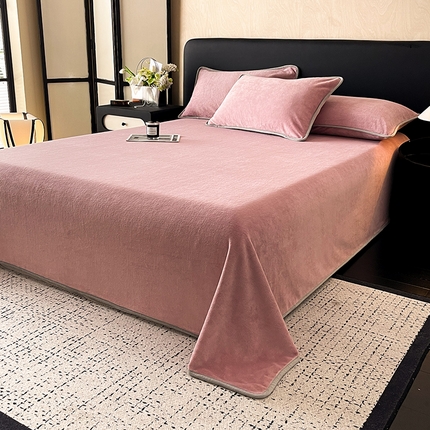 91家纺网 家纺一手货源 找家纺 （总）全季家居 2024新款A类纯色印花高克重加厚保暖包边牛奶绒床单单件