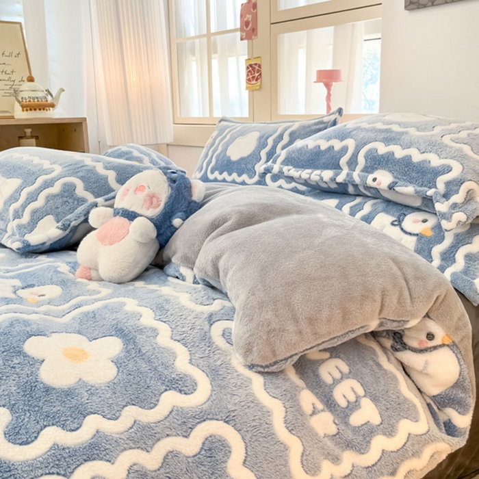 91家纺网 家纺一手货源 找家纺 川悦生活 2024新款雪花绒印花单被套系列-自然光 快乐鸭鸭