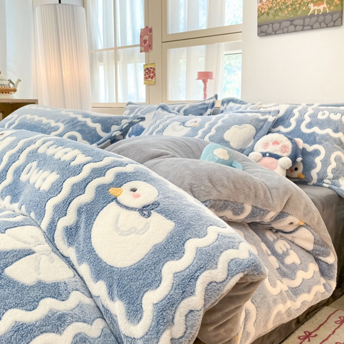 91家纺网 家纺一手货源 找家纺 川悦生活 2024新款雪花绒印花单被套系列-自然光 快乐鸭鸭
