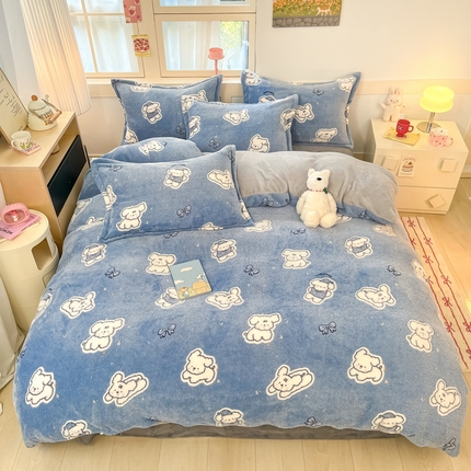 91家纺网 家纺一手货源 找家纺 川悦生活 2024新款雪花绒印花单被套系列-自然光 小雪狗