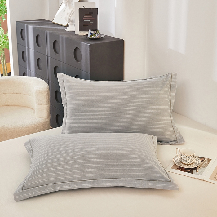 91家纺网 家纺一手货源 找家纺 雲归梦 2024新款全棉多规格加厚磨毛多规格单品--单枕套 单枕套-条芬芳-灰