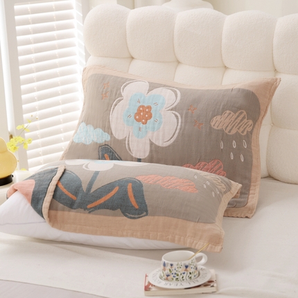 91家纺网 家纺一手货源 找家纺 （总）朴尔家纺-毛巾被 2024新款全棉欣软系列定位四层加厚柔软纱布枕巾