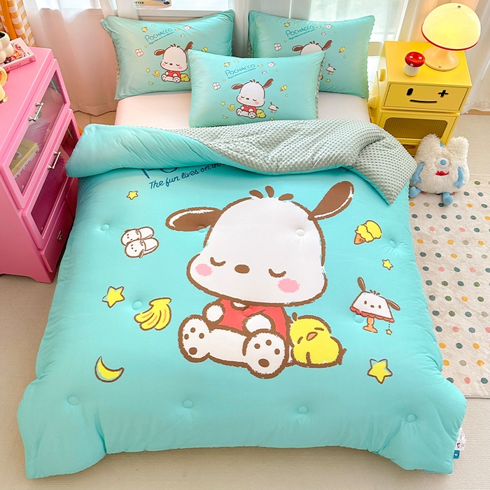 91家纺网 家纺一手货源 找家纺 ds生活馆 2025新款三丽鸥大版印花豆豆被春秋被冬被 香蕉帕恰狗