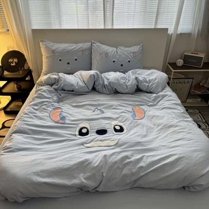 91家纺网 家纺一手货源 找家纺 （总）奈颜 2024新款爆款超柔水洗棉大板毛巾绣四件套学生宿舍三件套