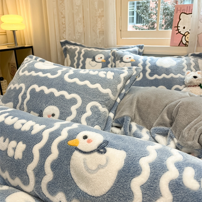 91家纺网 家纺一手货源 找家纺 川悦生活 2024新款雪花绒印花单被套系列-夜景 快乐鸭鸭