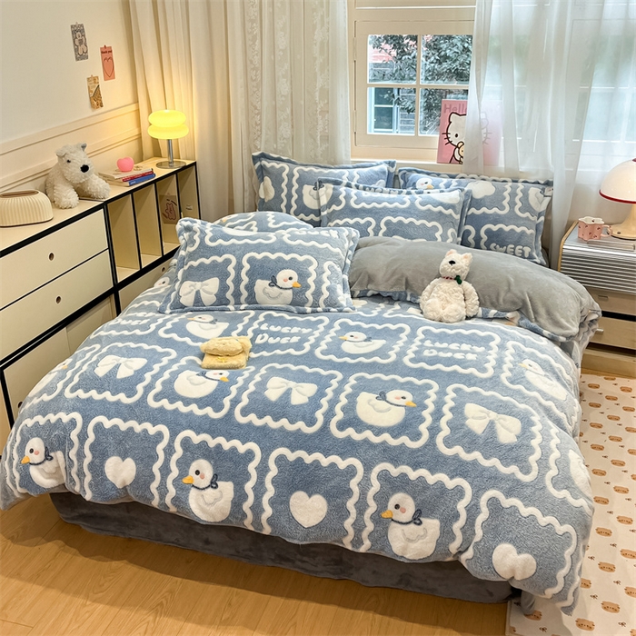 91家纺网 家纺一手货源 找家纺 川悦生活 2024新款雪花绒印花单被套系列-夜景 快乐鸭鸭