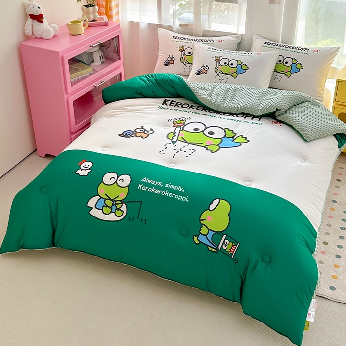 91家纺网 家纺一手货源 找家纺 ds生活馆 2025新款三丽鸥大版印花豆豆被春秋被冬被 大眼蛙