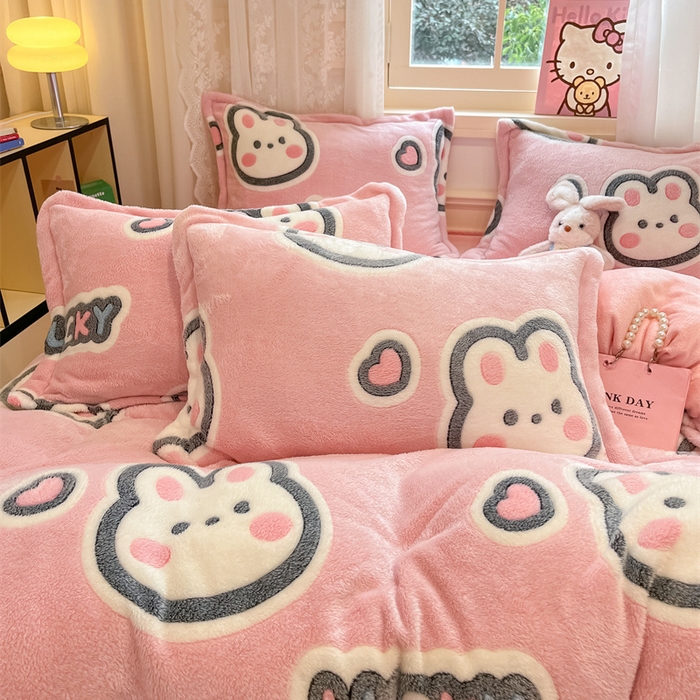 91家纺网 家纺一手货源 找家纺 川悦生活 2024新款雪花绒印花单被套系列-夜景 爱米兔