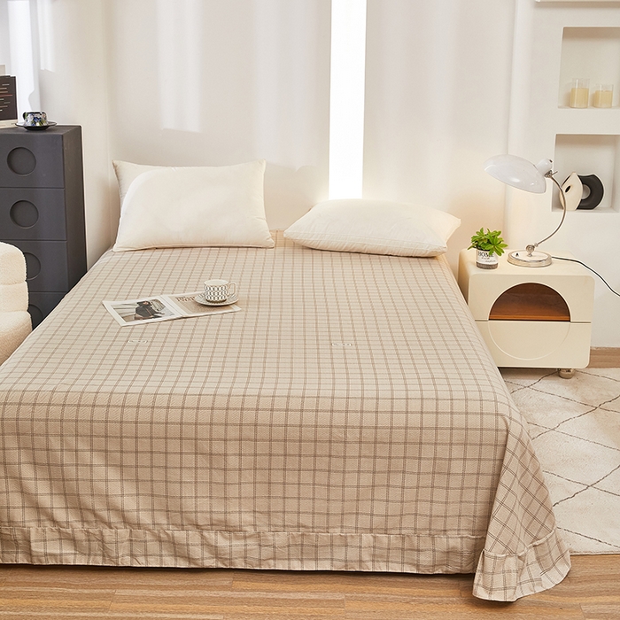 91家纺网 家纺一手货源 找家纺 雲归梦 2024新款全棉多规格加厚磨毛多规格单品--单床单 单床单-风景梦格-棕