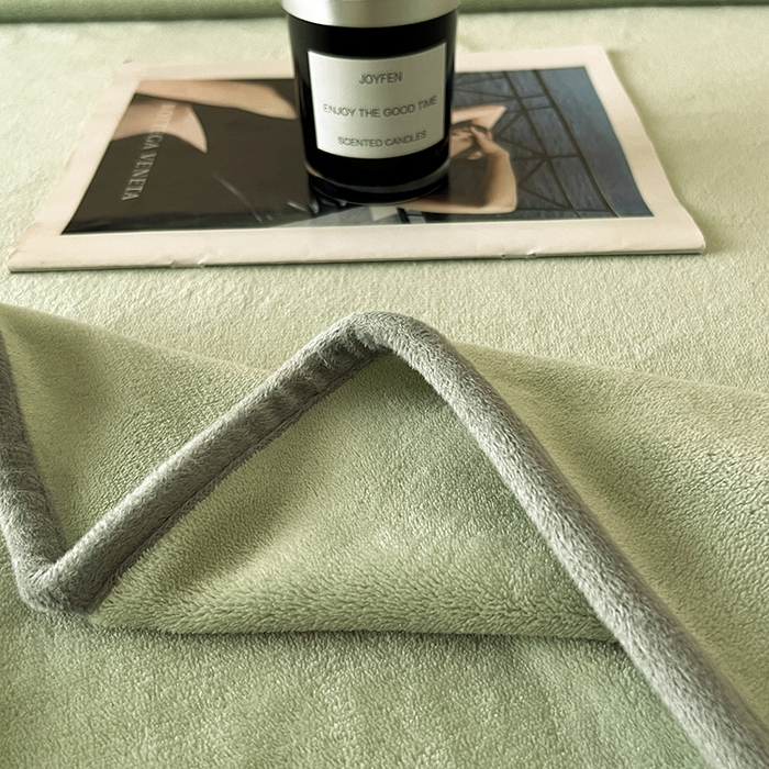 91家纺网 家纺一手货源 找家纺 全季家居 2024新款A类纯色印花高克重加厚保暖包边牛奶绒床单单件 果绿