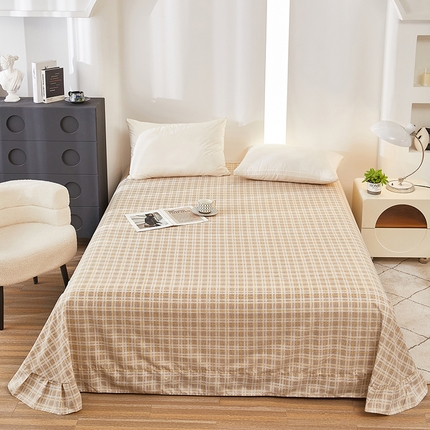 91家纺网 家纺一手货源 找家纺 雲归梦 2024新款全棉多规格加厚磨毛多规格单品--单床单 单床单-时尚恋格-棕